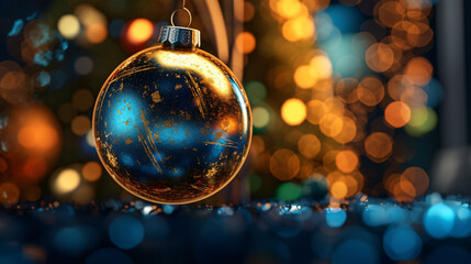 Fototapeta na wymiar Weihnachtskugeln, Baum mit Freiraum. Hintergrund, Weihnachtskarte Generative AI