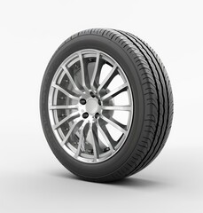 Obraz premium Car wheels isolated on white background created with Generative AI technology.