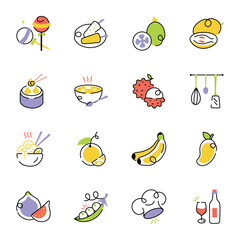 Pack of Organic Diet Sketchy Icons 

