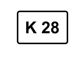 Illustration eines Kreisstraßenschildes der K 28 in Deutschland	