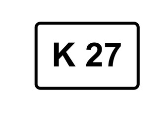 Illustration eines Kreisstraßenschildes der K 27 in Deutschland	