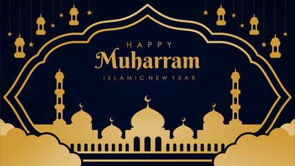 happy muharram background template islamic new year celebration