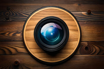 Lens on a wooden table