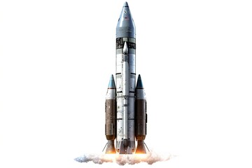 taking off rocket isolated on white background. Generated by AI.