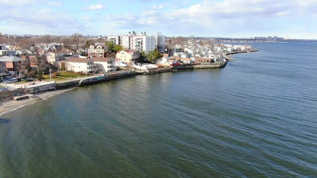 Aerial View of Waterfront Homes in the Bronx