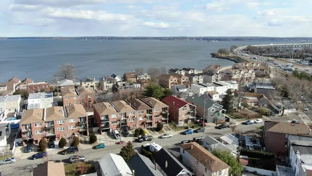 Cinematic View of Waterfront Neighborhood in the Bronx
