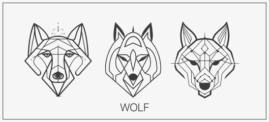 Abstract luxury wolf head vector monogram logo design template. Wolf vector logotype set. © serdjo13