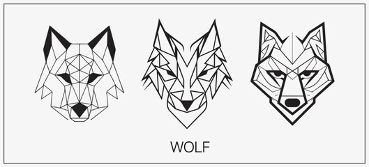 Abstract luxury wolf head vector monogram logo design template. Wolf vector logotype set.