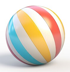 Beach ball isolated on a white background created with Generative AI technology.
