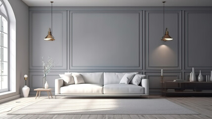 Home living room, apartment hall realistic vector sunny interior. Generative Ai