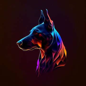 Dobermann Kopf Polygon Illustration - AI generiert