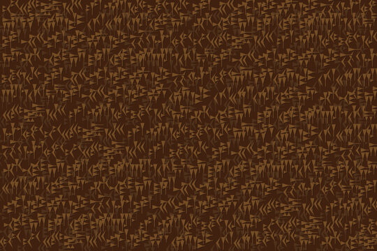 Illustration wallpaper of cuneiform script character on brown color background.