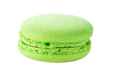 Single green macaron pastry isolated png with transparency
