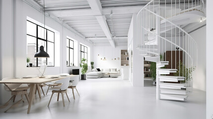 Realistic lounge interior in light tones. Generative Ai