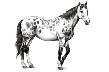 Fototapeta na wymiar Cute Horse drawing on white background - generative AI