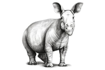 Naklejka premium Cute Aardvark drawing on white background - generative AI