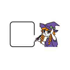 魔女のイラストとフレーム パープル