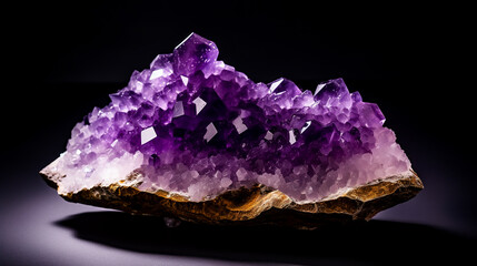 An uncut amethyst crystal showcasing its natural rough. AI generated. - obrazy, fototapety, plakaty