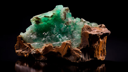 An uncut chrysoprase crystal showcasing its natural rough. AI generated.