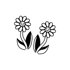 vector illustration of two doodle flowers