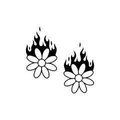 vector illustration of flower with fire