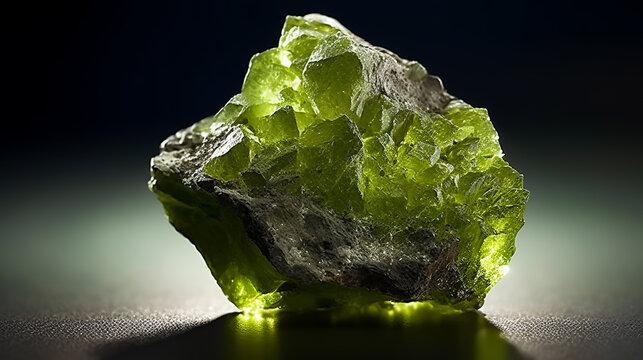 An uncut vesuvianite crystal showcasing its natural rough. AI generated.