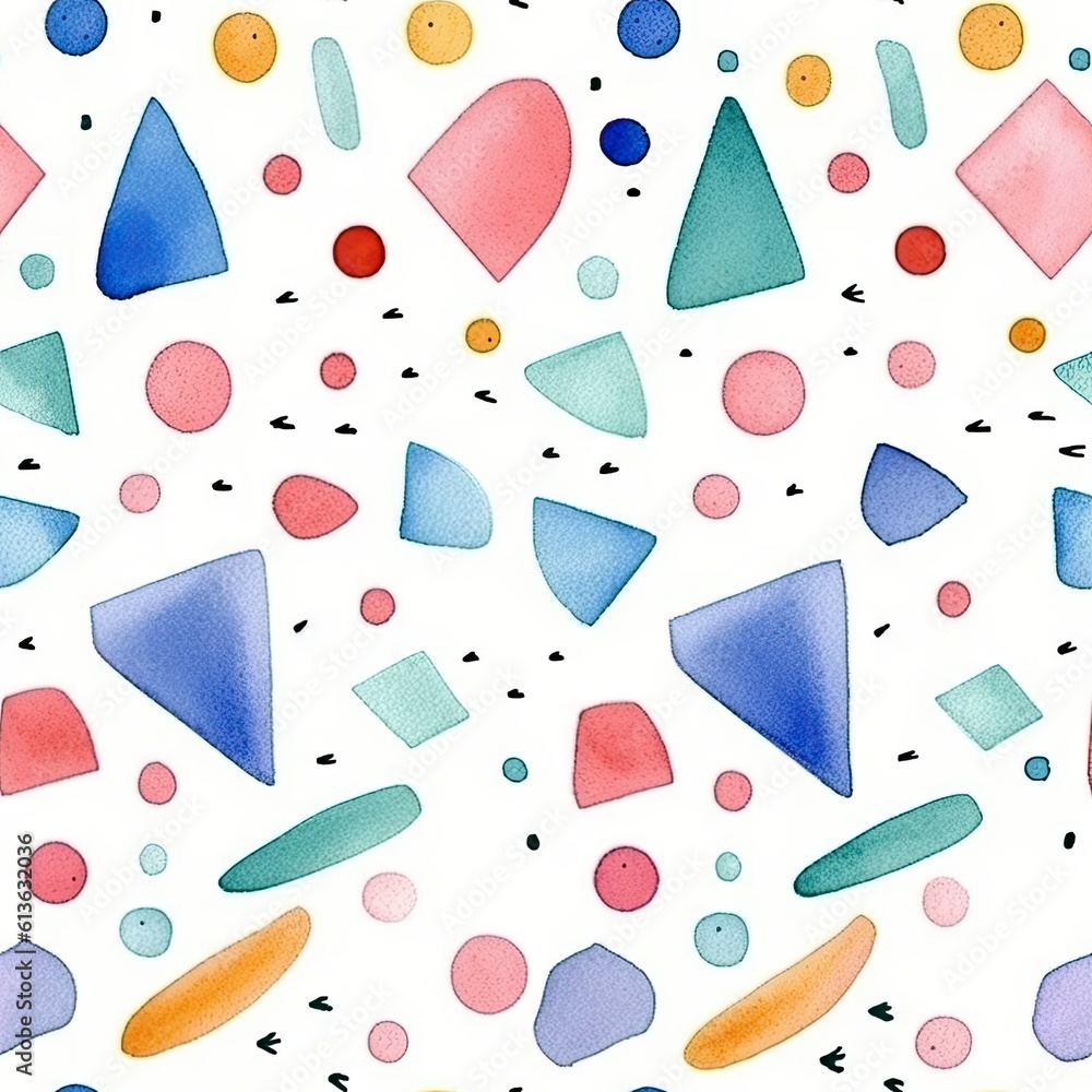 Poster seamless pattern background with abstract watercolor textured geometric figures. aquarelle simple fi