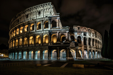 Exterior of the historic Colosseum in Rome, Italy.