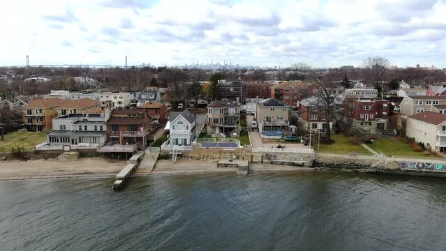 Slider Shot Right View of Waterfront Homes in the Bronx