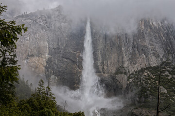 Fototapeta na wymiar Yosemite Falls on Overcast Day