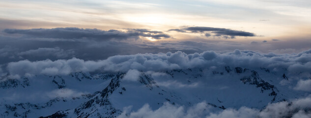 Fototapeta na wymiar Aerial Panoramic View of Canadian Mountain Landscape. Squamish, British Columbia, Canada