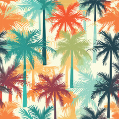 Fototapeta na wymiar Seamless Colorful Hawaii Palms Pattern. Seamless pattern of Hawaii Palms in colorful style. Add color to your digital project with our pattern!