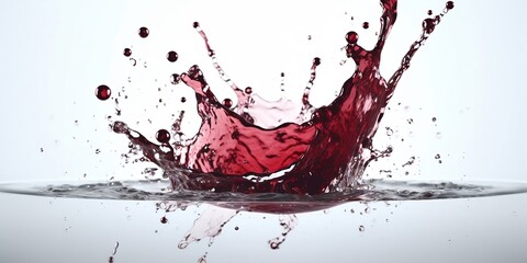 A drop of red wine breaks on the water column.  Created with generative AI tools