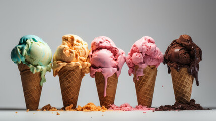 Row of ice-cream in rainbow colors