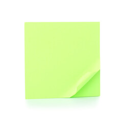 Green sticky notes isolated on white background