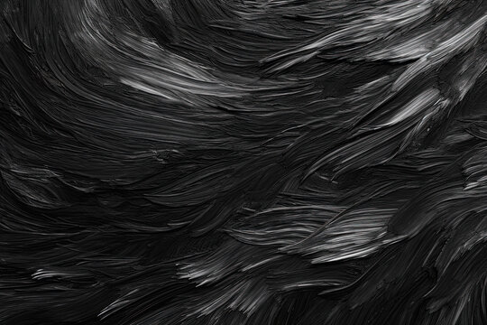 Black Abstract Modern Art Acrylic Canvas Painting, generative ai