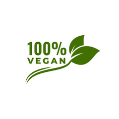 100 Percent vegan logo vector design
