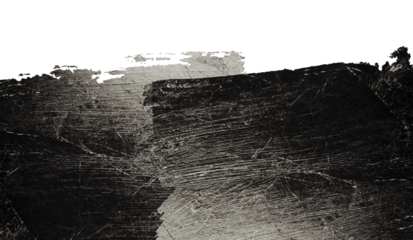 Art Black brushstroke painting smear ink blot. Abstract contrast scratch stain texture background.