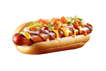 Isolated hot dog on a transparent white background