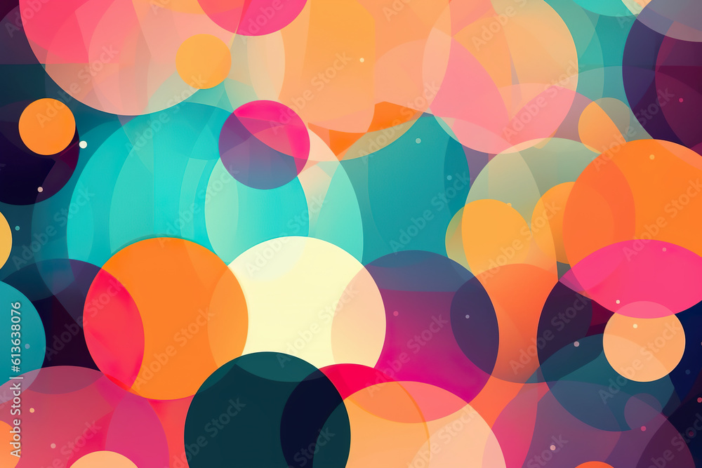 Poster a bunch of different colored circles on a black background. generative ai.