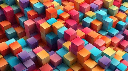 coolorfull isometric cubes seamless pattern Generative AI