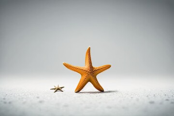 Fototapeta na wymiar yellow and white starfish on a neutral gray background. Generative AI