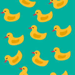 Pattern seamless with green duck. Vector stock illustration. isolated. Groovy. trendy design. Doodle. Animal. hand drawn.