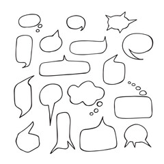 Blank empty white speech bubbles vector set