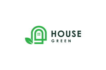 Green house logo with abstract concept modern design