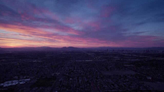 Aerial view of Las Vegas during beautiful sunrise.  Fabolous  morning in Las Vegas Nevada.