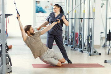 Rehabilitation therapy, therapeutic exercises, back strengthening, physical therapy. Rehabilitation...
