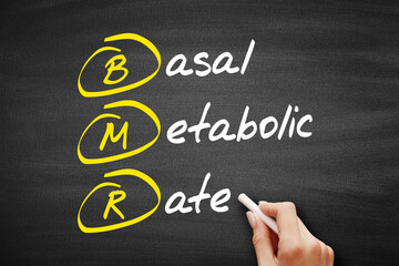 BMR - Basal Metabolic Rate acronym, concept on blackboard