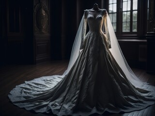 wedding dress photo ultra detail. ai generative