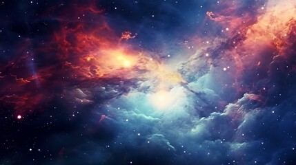 Naklejka premium Colorful space galaxy cloud nebula. Stary night cosmos. Universe science astronomy. Supernova background wallpaper